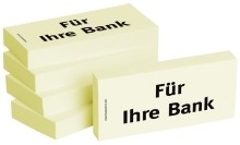 Bedruckte Haftnotizen - Text: Für Ihre Bank