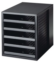 Schubladenbox SCHRANK-SET KARMA - DIN A4/C4  5 offene Schubladen  öko-schwarz