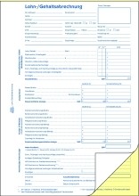 Lohn-/Gehaltsabrechnung  DIN A4  selbstdurchschreibend  2 x 40 Blatt/10 Stück  weiß  gelb
