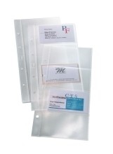 Hüllen für Visitenkarten-Ringbücher  einreihig  10 Sichthüllen  für bis zu 80 Karten (max. 90x58 mm)