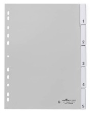 Register  PP  blanko  grau  DIN A4  215/230 x 297 mm  5 Blatt