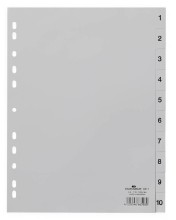 Zahlenregister  PP  1 - 10  grau  DIN A4 volldeckend  215/230 x 297 mm  10 Blatt
