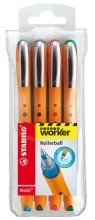 Tintenroller worker  fine  0 3 mm  Kunststoffetui mit 4 Stiften