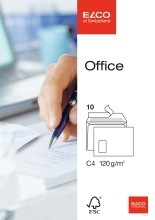 Briefumschlag Office  C4  hochweiß  haftklebend  mit Fenster  80 g/qm  10 Stück