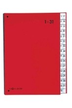Pultordner Color-Einband - Tabe 1 - 31  32 Fächer  Farbe rot