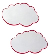 Moderationskarte  Wolke  620 x 370 mm  weiß mit rotem Rand  20 Stück