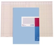 Spaltenbuch A4 in Kopfleisten-Ausführung - blauer Kartonumschlag  Schema über 1 Seite  4 Spalten  40 Blatt