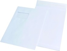 Faltentaschen C4  mit Fenster  mit 20 mm-Falte  120 g/qm  weiß  100 Stück