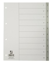 Zahlenregister aus Kunststoff grau -   A4  10 Blatt  Taben 1-10