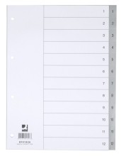 Zahlenregister aus Kunststoff grau -   A4  12 Blatt  Taben 1-12