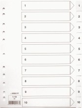 Zahlenregister Kunststoff weiĂźÂ¸ -   A4  10 Blatt  Taben 1-10