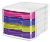 Schubladenbox Isis - 4 Schubladen  weiß/pink-  blau-  grün-  violett-transparent