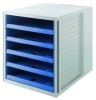 Schubladenbox SCHRANK-SET KARMA - DIN A4/C4  5 offene Schubladen  grau-öko-blau