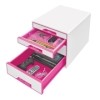 Schubladenbox WOW CUBE - 4 Schubladen  Polystyrol  perlweiß/pink