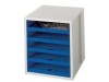 Schublabdenbox SCHRANK-SET  DIN A4/C4  5 offene Schubladen  lichtgrau/blau
