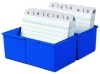 Karteibox DIN A5 quer  für 450 Karten mit Stahlscharnier  blau