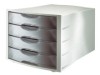 Schubladenbox MONITOR  DIN A4/C4  4 geschlossene Schubladen  grau-transluzent