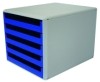 Schubladenboxen - mit 5 offenen Schubladen  hellgrau/blau