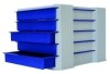 Schubladenboxen - mit 5 geschlossenen Schubladen  hellgrau/blau
